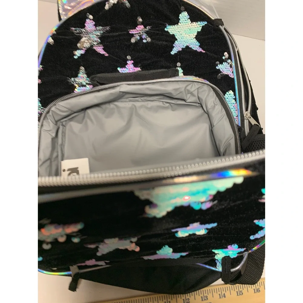 NWT Cat Ears Backpack Set 3pc Magic Sequin Stars Lunch Bag Girls School Tote